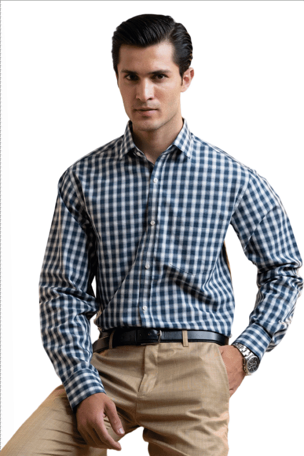 Cut Haven Premium Classic Navy Checkered Shirt