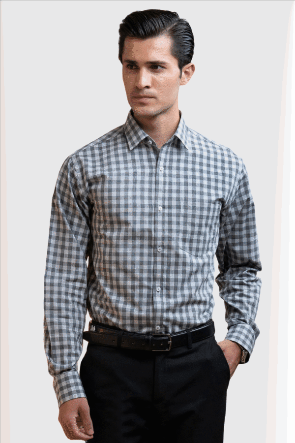 Cut Haven Premium Smart Fit Grey Check Shirt