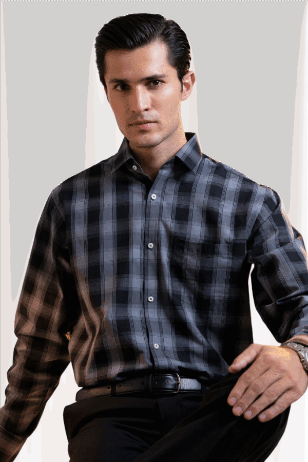 Cut Haven Premium Classic Grey Check Shirt