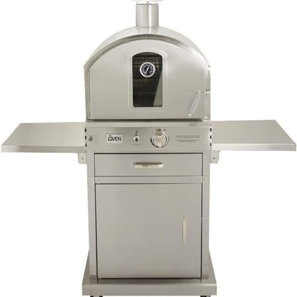 Summerset ‘The Oven’ Outdoor Freestanding Large Capacity Gas Oven with Pizza Stone, Smoker Box and Mobile Cart, 304 Stainless Steel Construction, Natural Gas