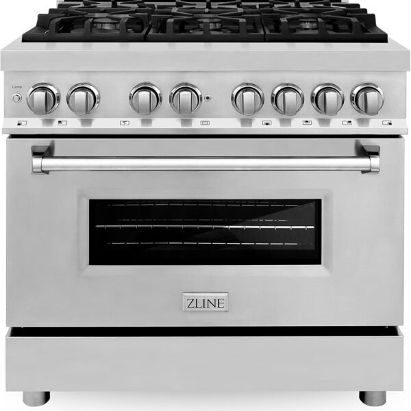 ZLINE 36 in. 4.6 cu. ft. Legacy Dual Fuel Range with 6 Burner Gas Cooktop and Electric Convection Oven in Stainless Steel (RA36)